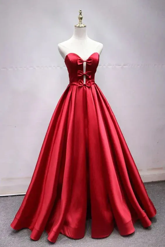 A Line Evening Dresses Spaghetti Straps Satin V Neck Long Prom Dresses