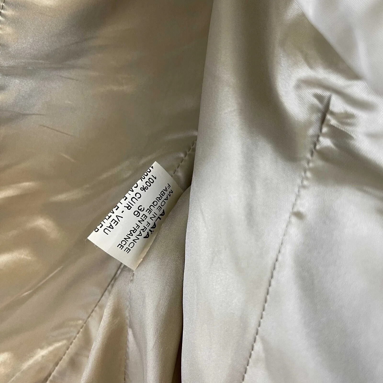 Alaia Rare Vintage Fur Moto Biker Jacket Beige and Black 36 US 4