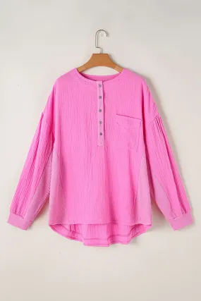 Bonbon plus size half-button top