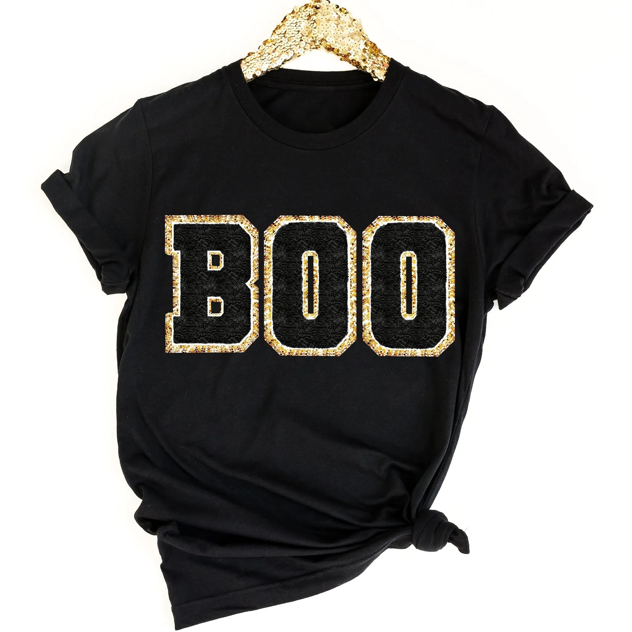 BOO Halloween Chenille Patch Sweatshirt