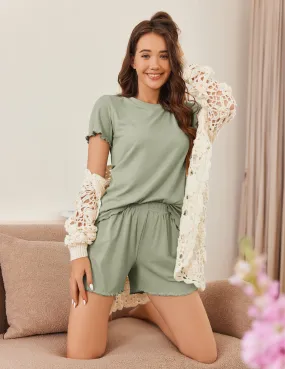 Casual 2-Piece Ribbed Knit Pajamas Set (US Only)