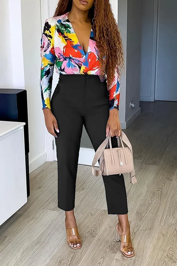 Casual Solid Color Tailored Pants
