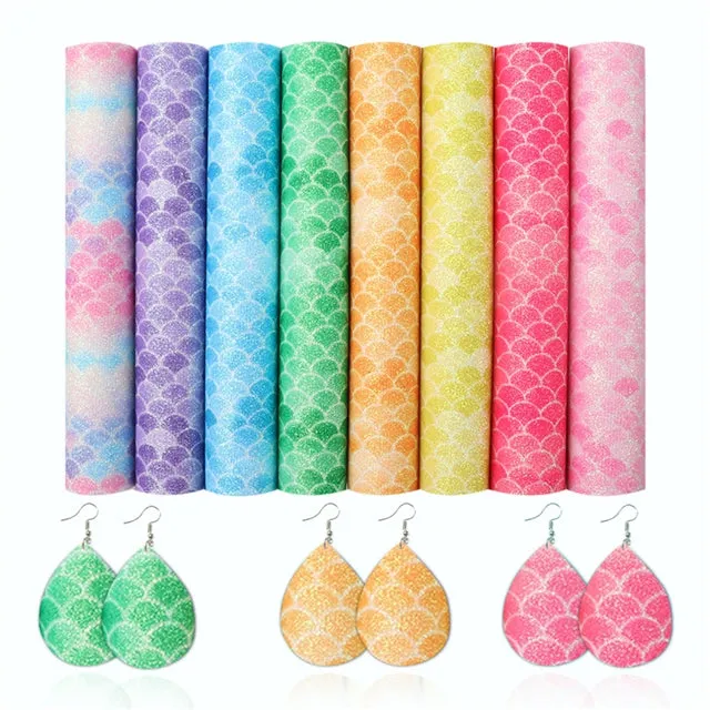 Colorful Fish Scale Ultra Fine Glitter (Set of 8) (Half Sheets)