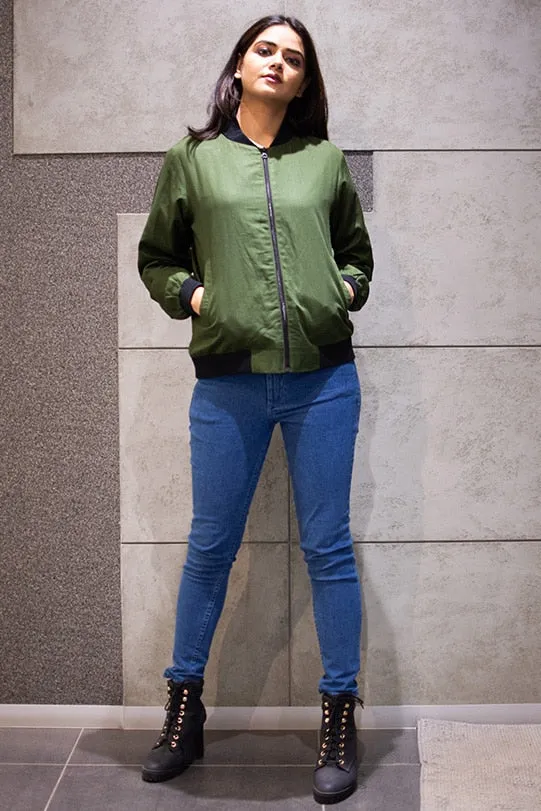 Daniela Olive Bomber Jacket