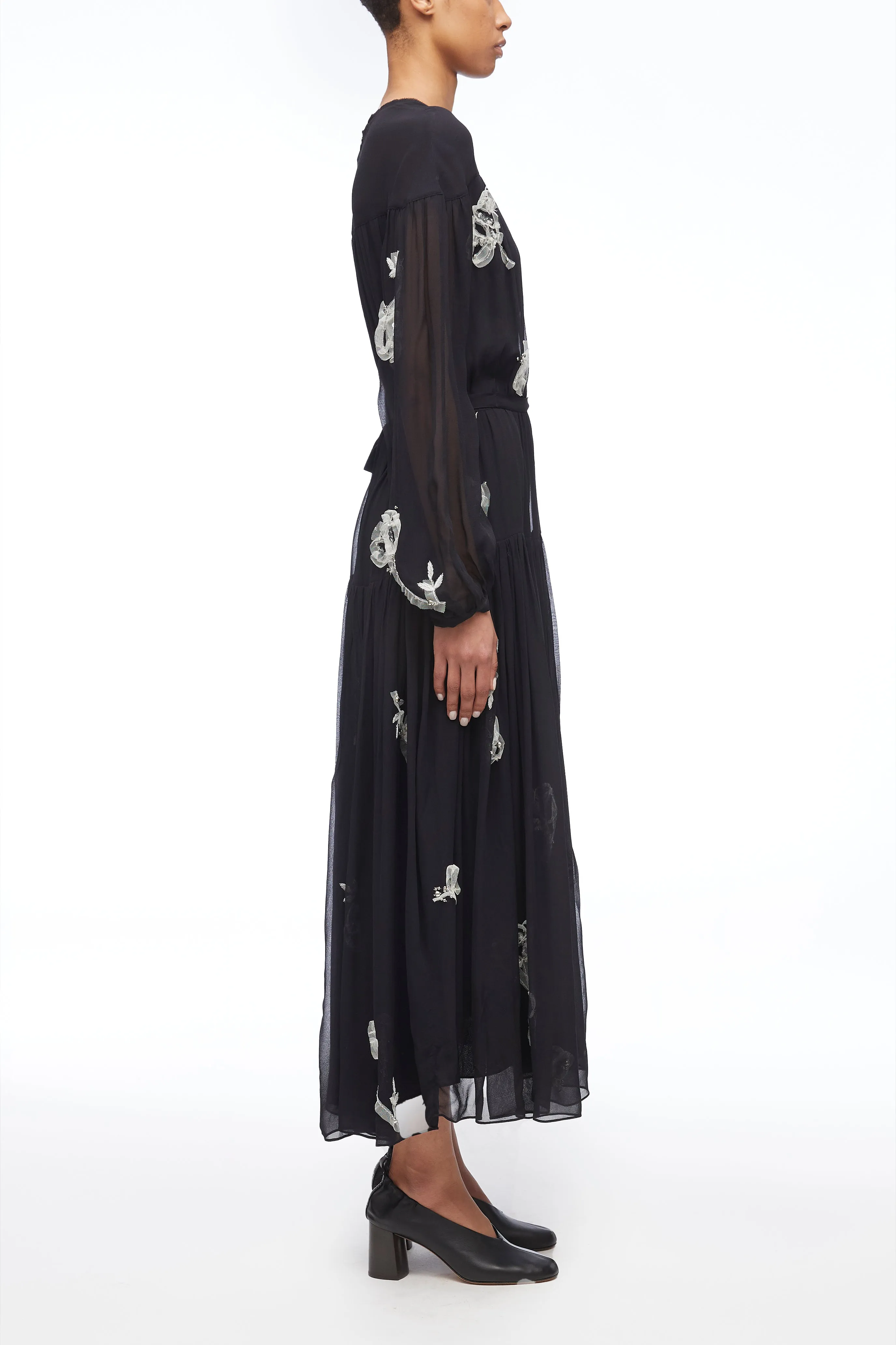Deconstructed Floral Chiffon Long Dress