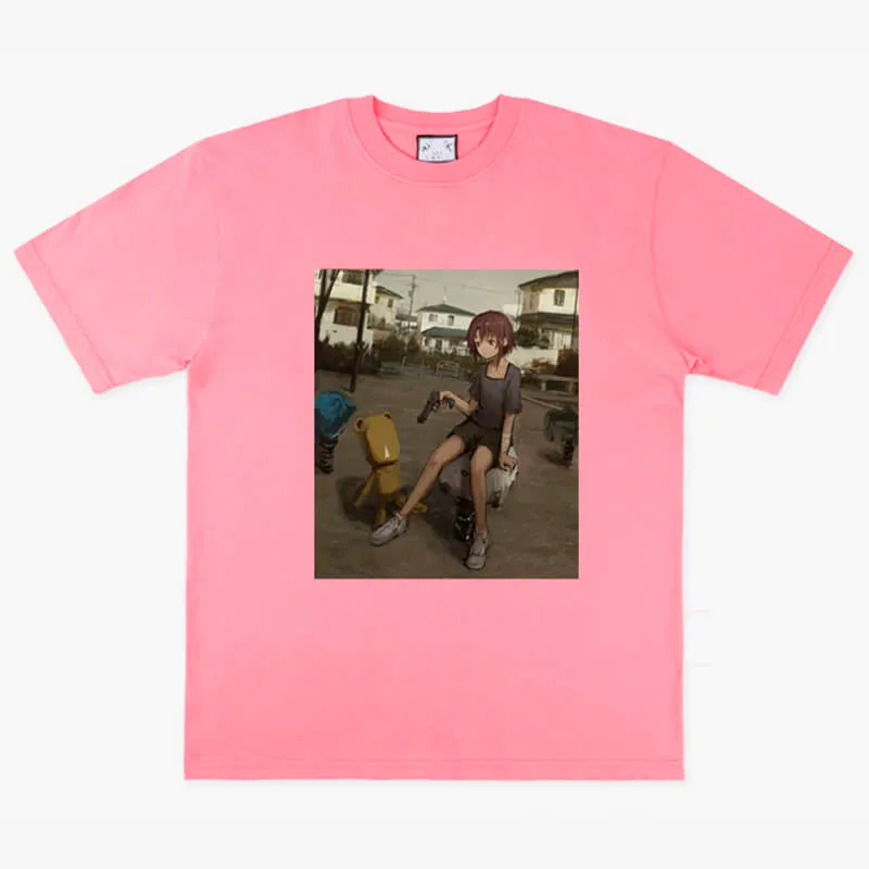 Dullcore Anime Girl with Gun Morute T-Shirt