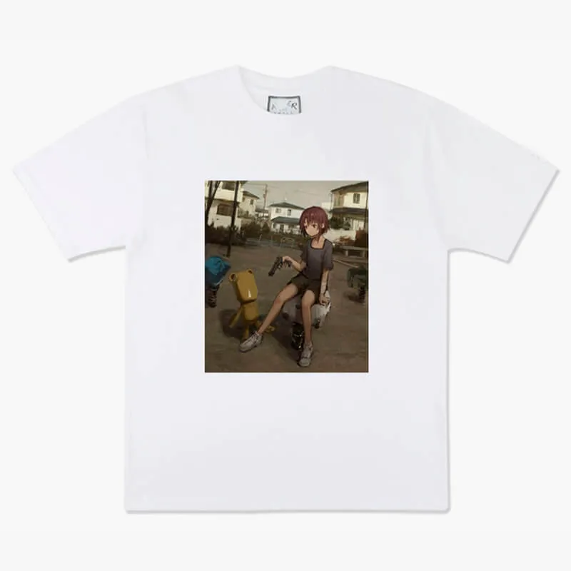 Dullcore Anime Girl with Gun Morute T-Shirt