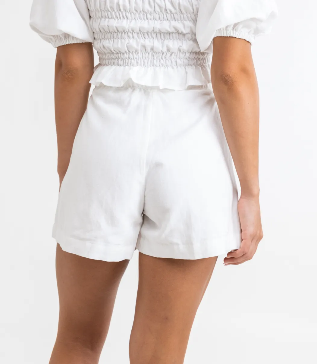Eddie Elasticated Short - White