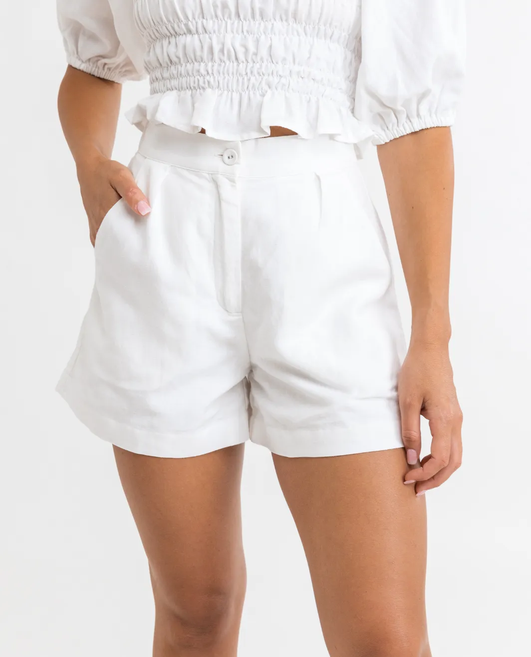 Eddie Elasticated Short - White