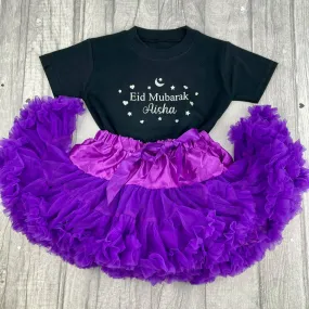Girls Eid Mubarak Personalised Boutique Skirt & Top Set