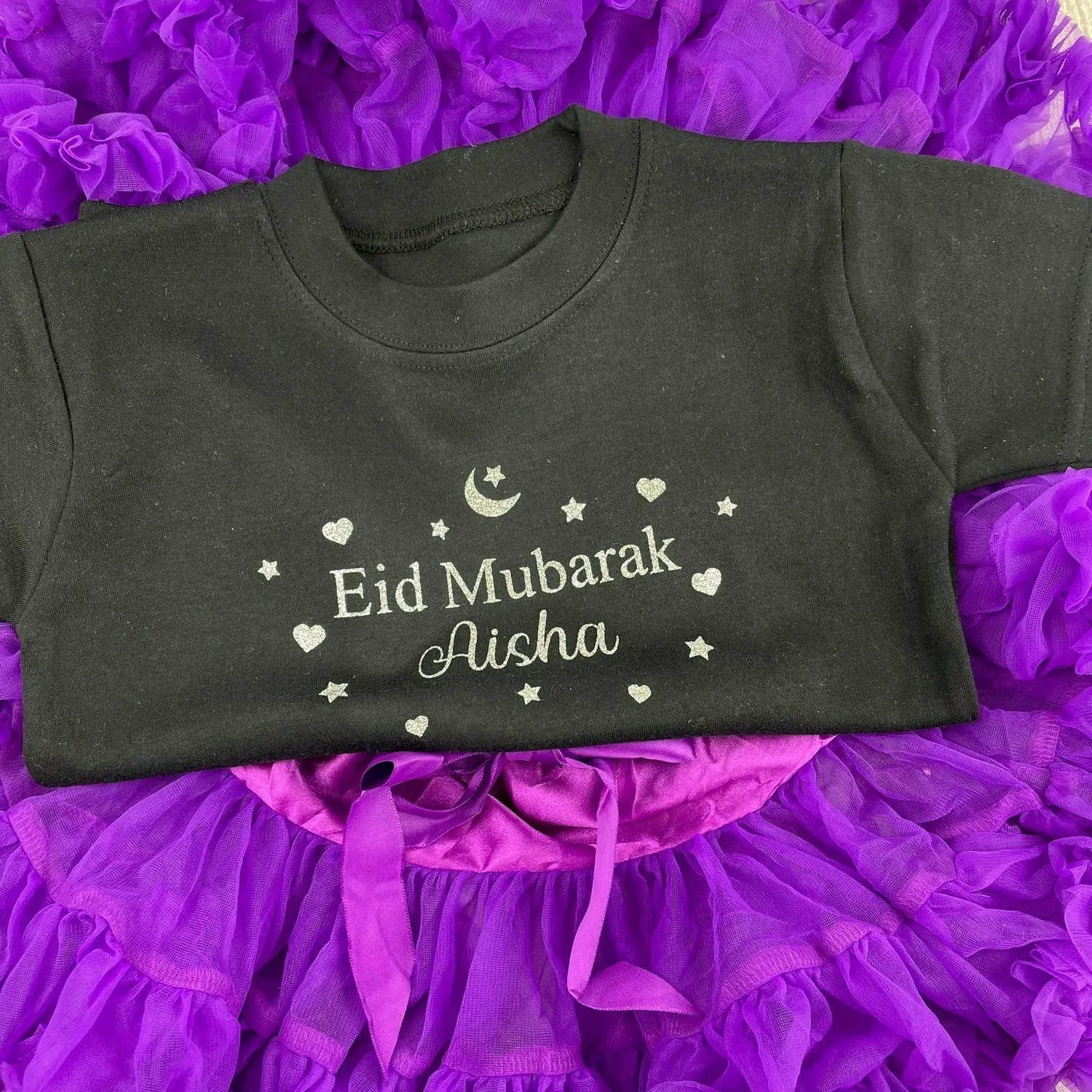 Girls Eid Mubarak Personalised Boutique Skirt & Top Set