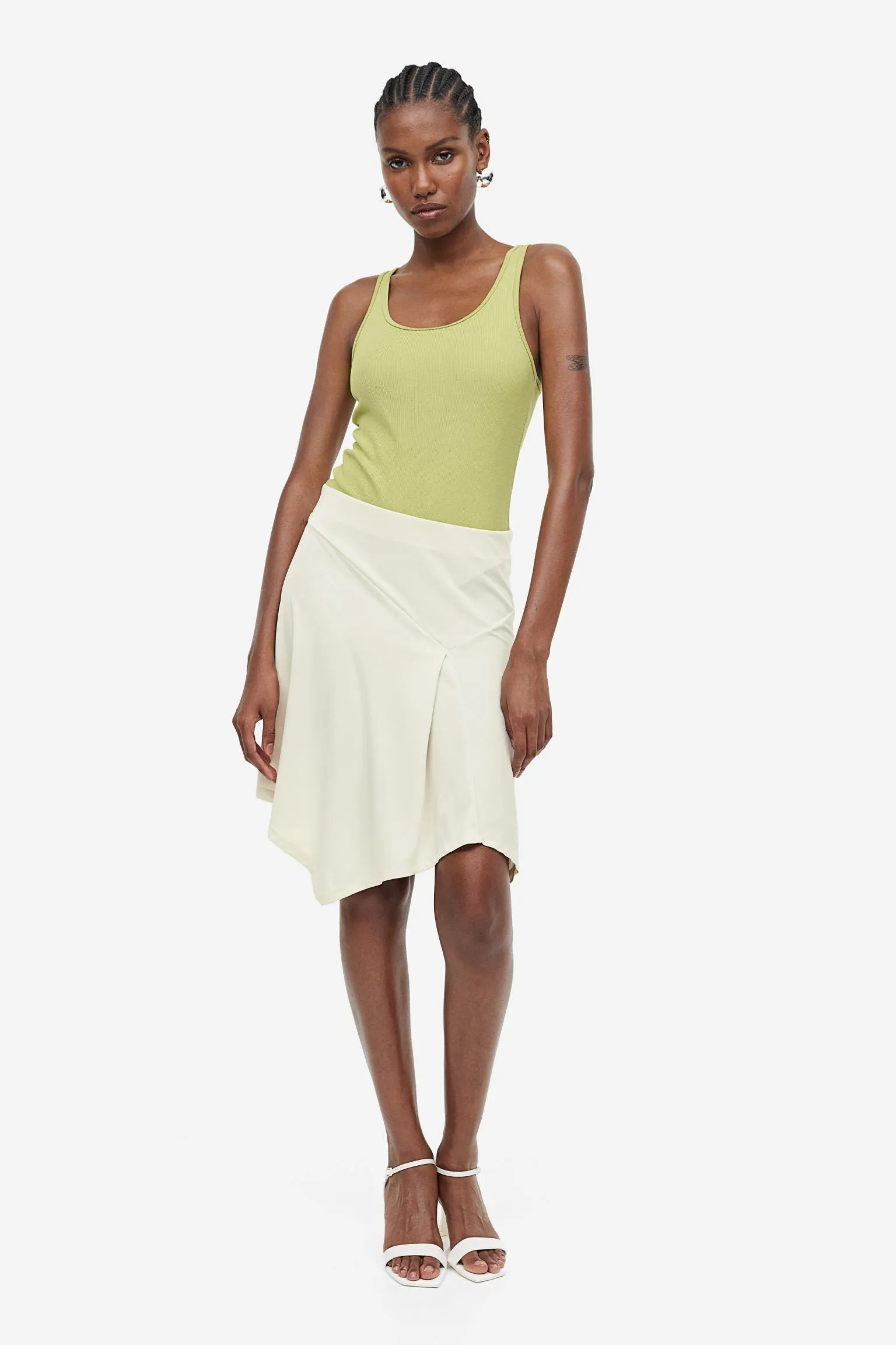 H&M Asymmetric Skirt, cream