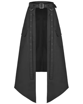 OQ-380 Womens Cyberpunk Gothic Ninja Open Front Half Skirt
