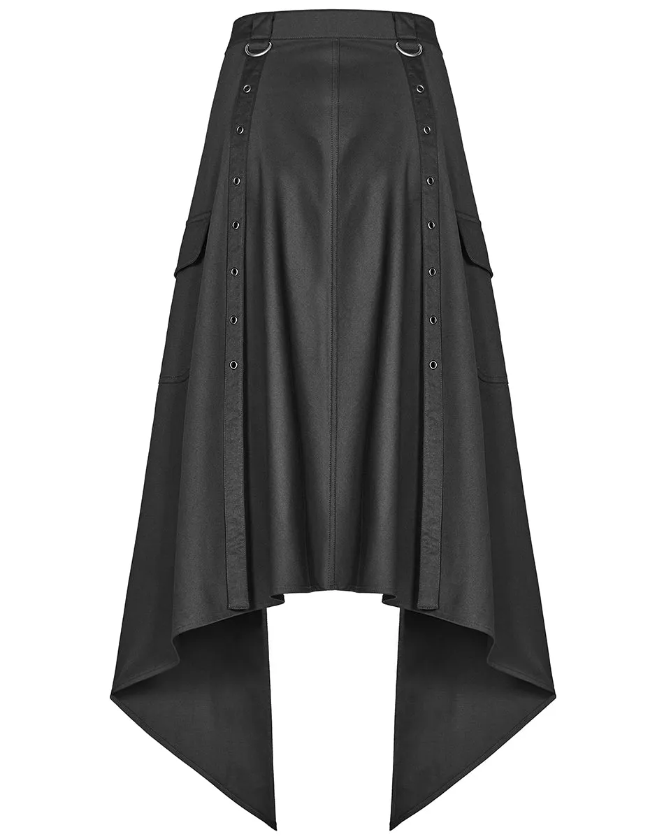 OQ-380 Womens Cyberpunk Gothic Ninja Open Front Half Skirt