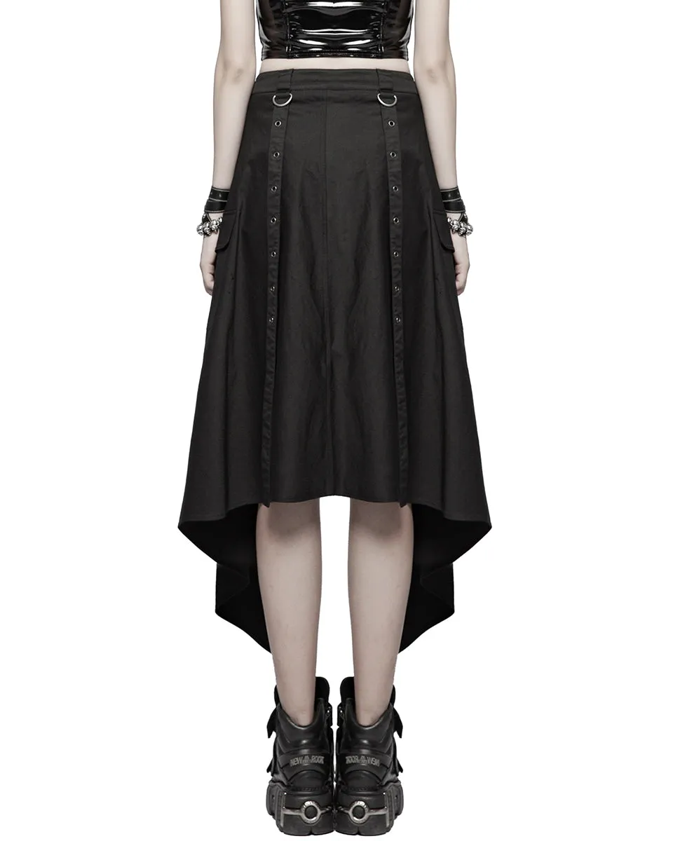 OQ-380 Womens Cyberpunk Gothic Ninja Open Front Half Skirt