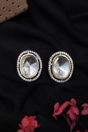 Round American Diamond Kundan Stud Earrings
