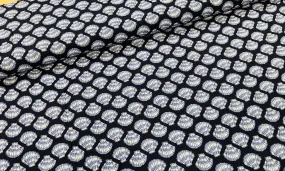 Scallop Shells on Navy Viscose Rayon Fabric