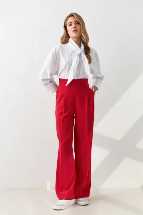 Setre High Waist Wide Leg Trousers Red