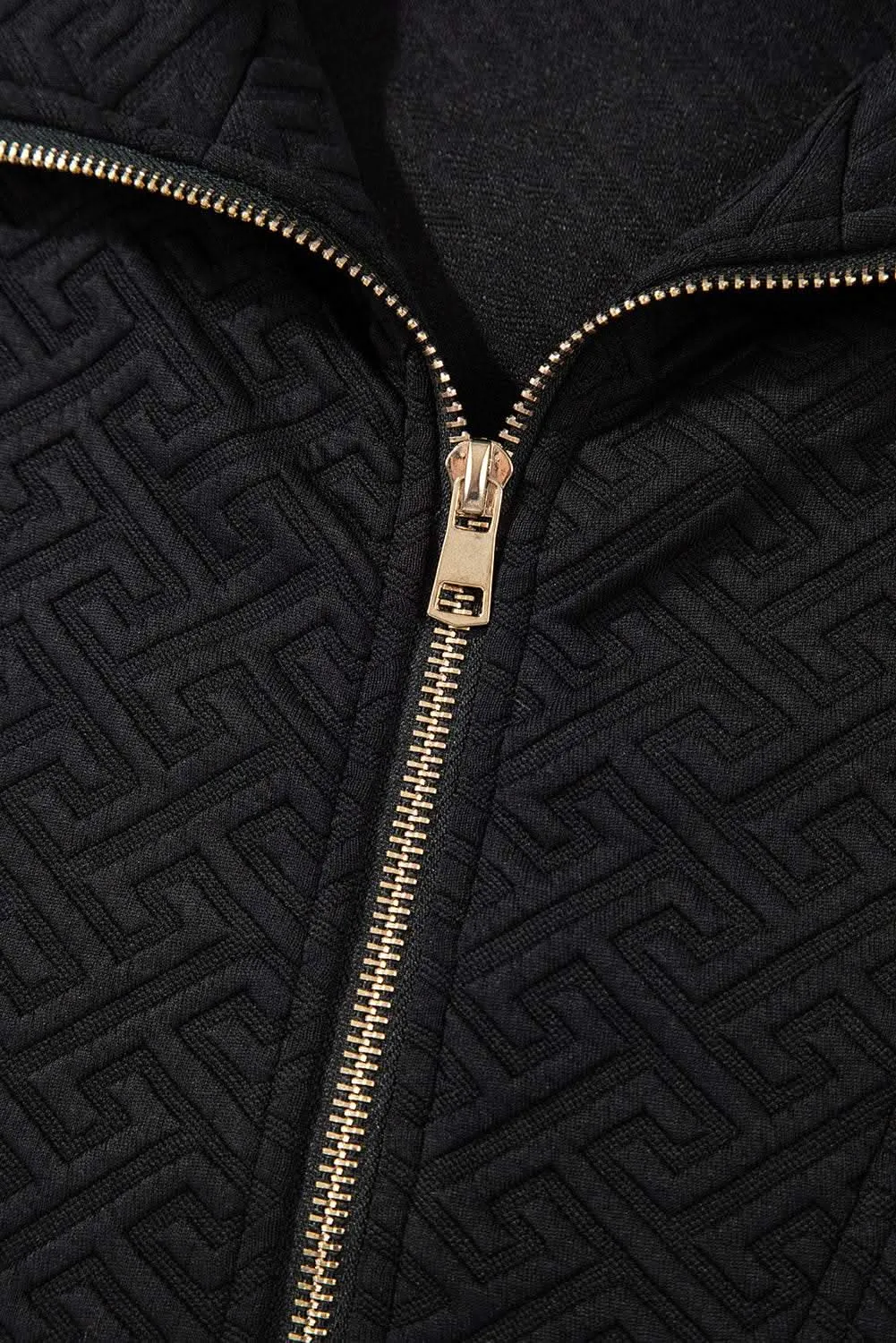 Textured black half-zip sweatshirt