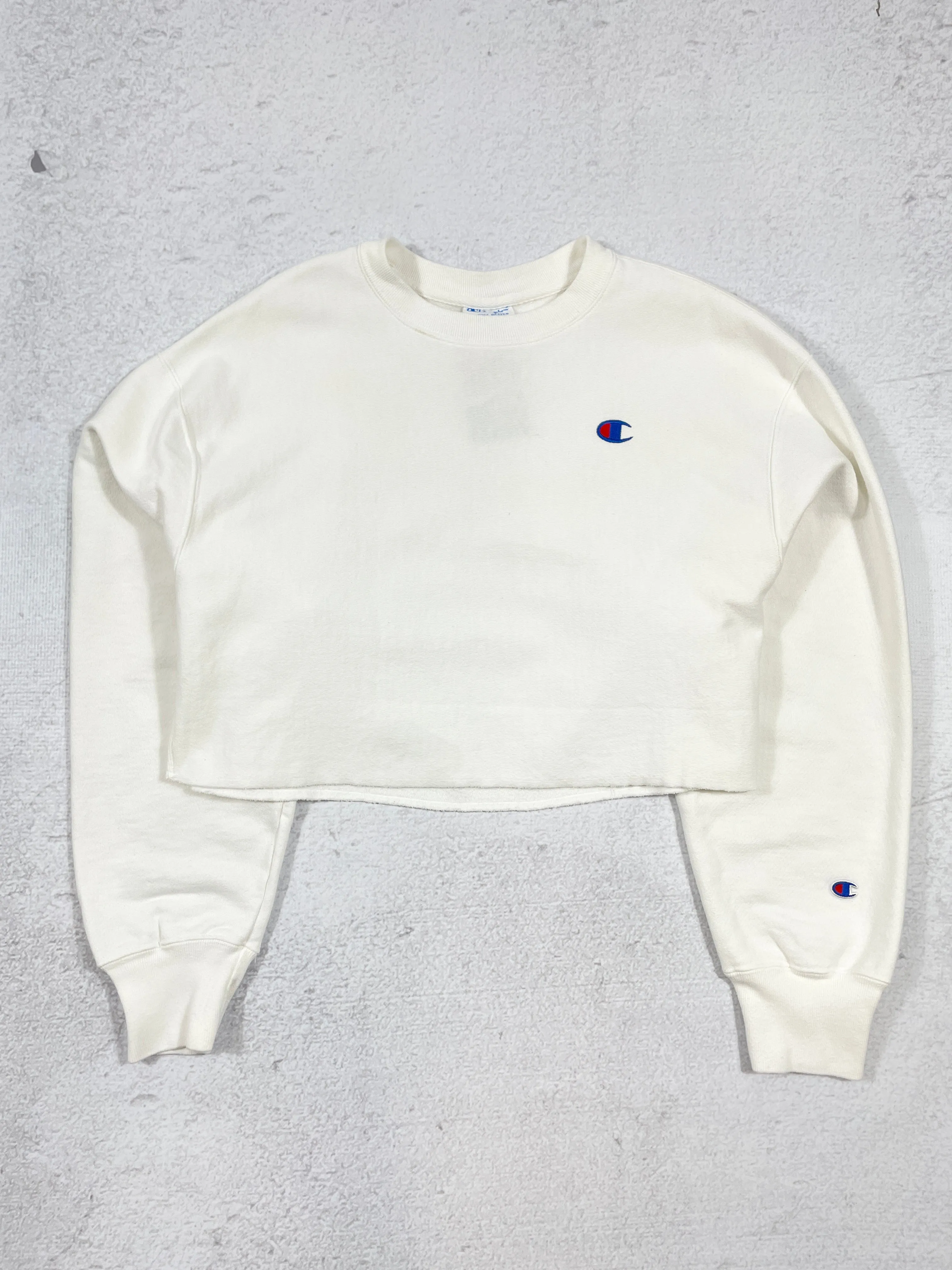 Vintage Champion Cropped Reverse Weave Crewneck Sweatshirt - Women's Large