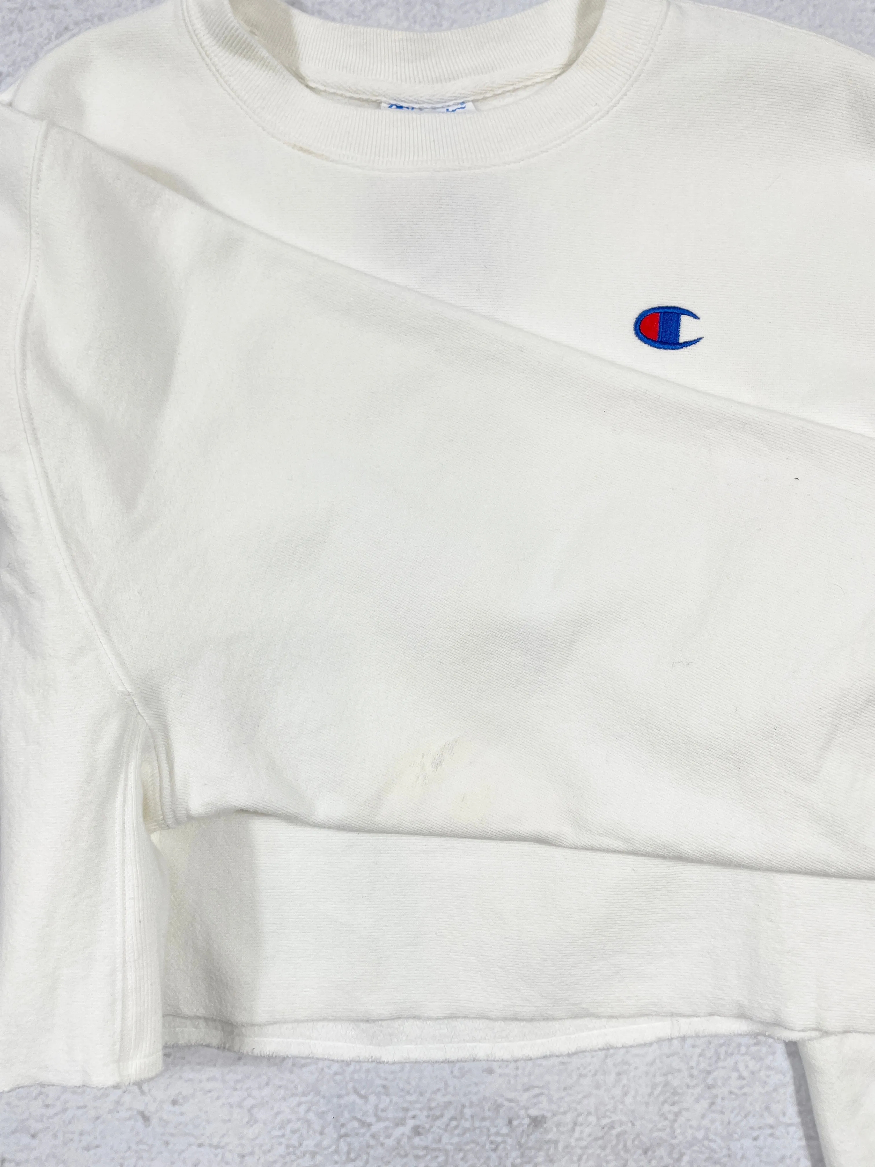 Vintage Champion Cropped Reverse Weave Crewneck Sweatshirt - Women's Large