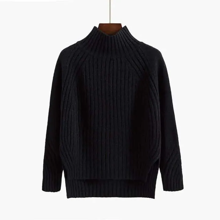 Women's Half-Turtleneck Knitted Sweater: Cozy & Stylish