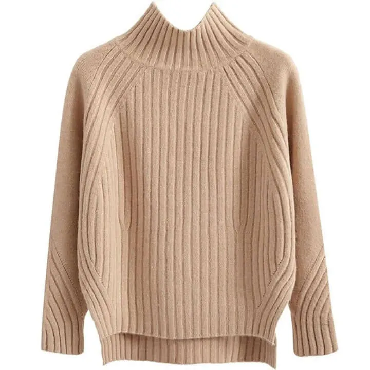 Women's Half-Turtleneck Knitted Sweater: Cozy & Stylish