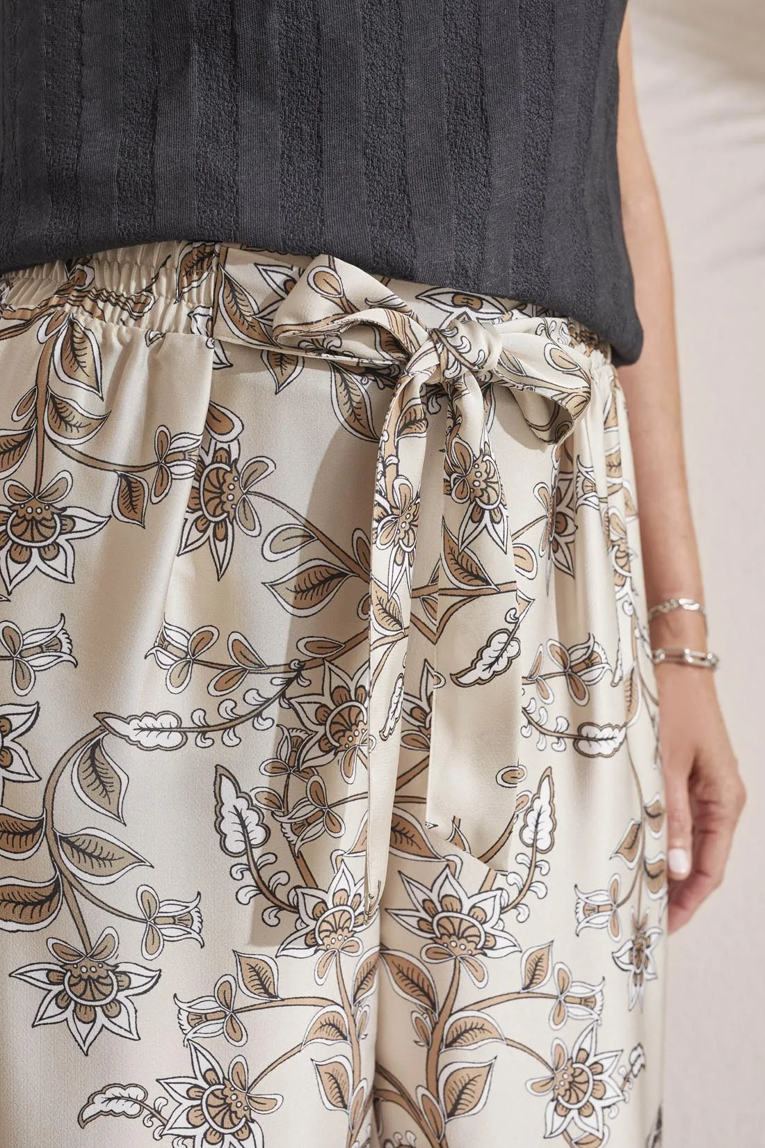 Women's Tribal Jeans | French Oak Border Print Pant | Cream